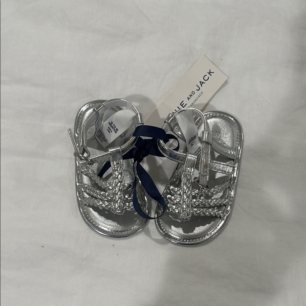Janie & Jack Silver Baby Sandals